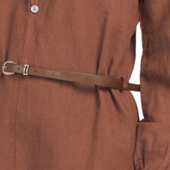 LA PICCOLA CREATIVA Made In Italy Linen Blend Long Sleeve Shirt Mini Dress With - Picture 3 of 3